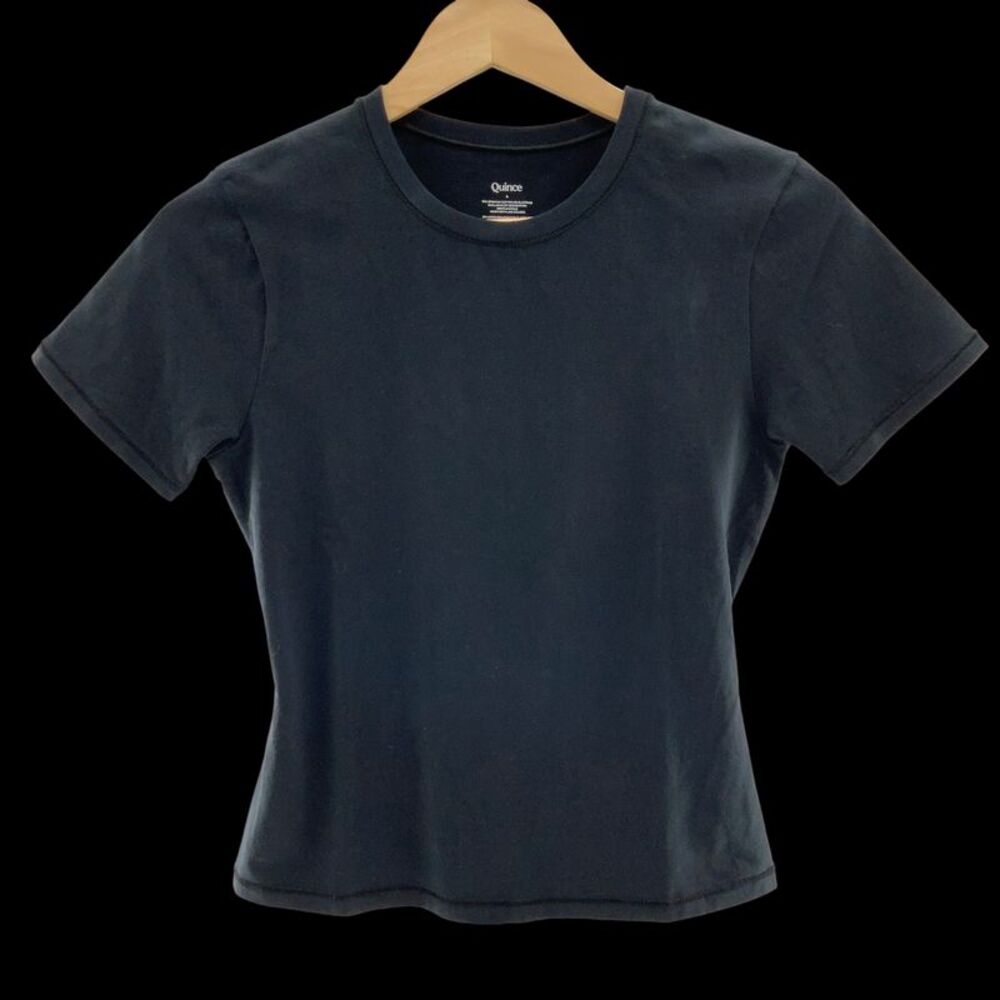 Quince Women Stretch Cotton Jersey Fitted T-Shirt Black S